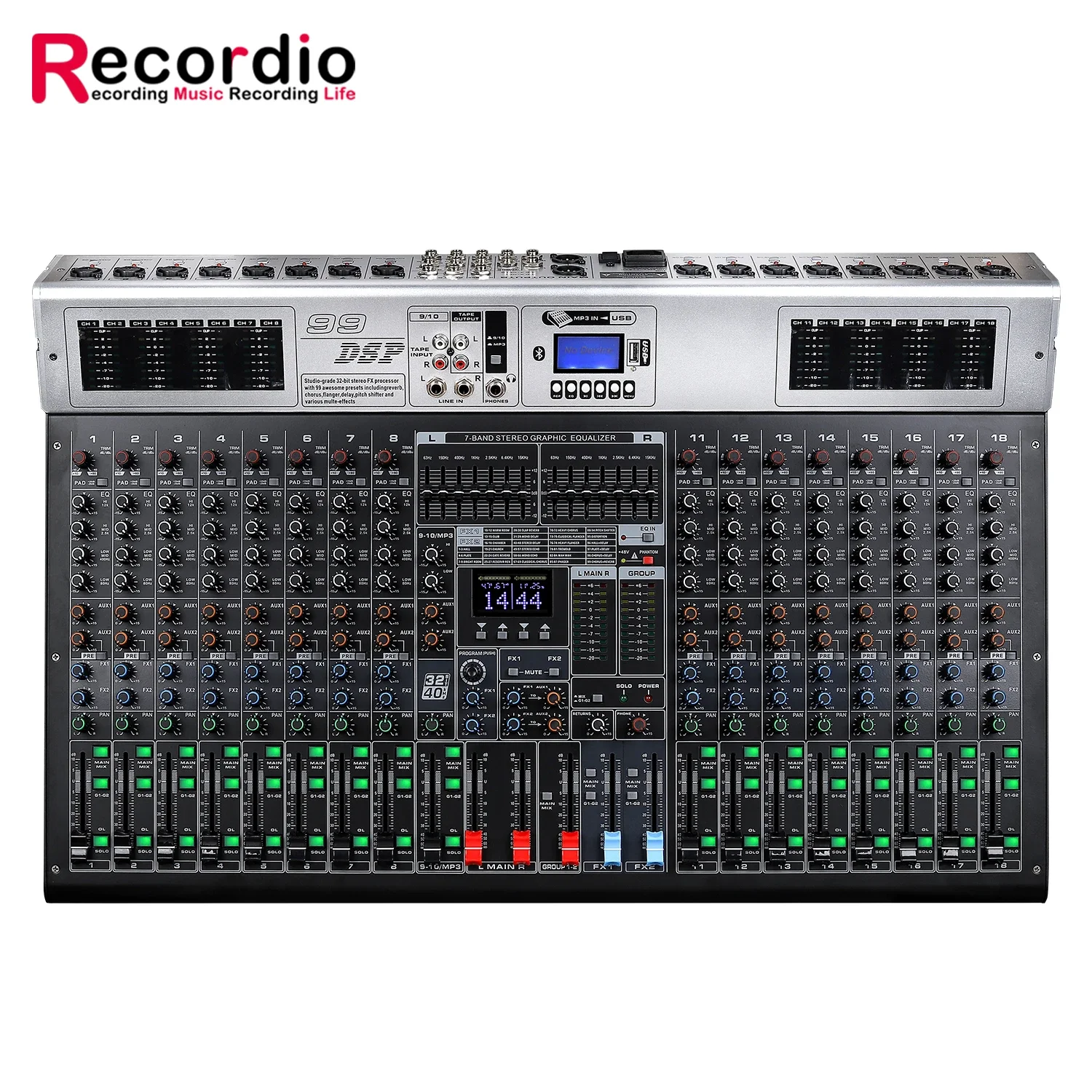 GAX-GBA18 18 Channel Reverb Mixer Double Effect LED Screen Blueteeth MP3 Stage Wedding Performance Mixer
