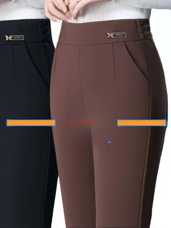 봄 여름 하이웨이스트 여성 캐주얼 팬츠 탄력 슬림핏 베이스 레이어 팬츠 루즈핏 스트레이트 팬츠