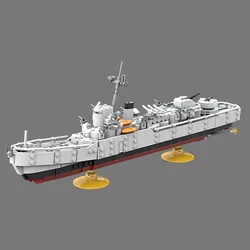 MOC Navy Destroyer Bricks Model Navy Military Weapon Destroyer Model Building Blocks Assemble Toys Sets Kids Birthday Gifts Toys
