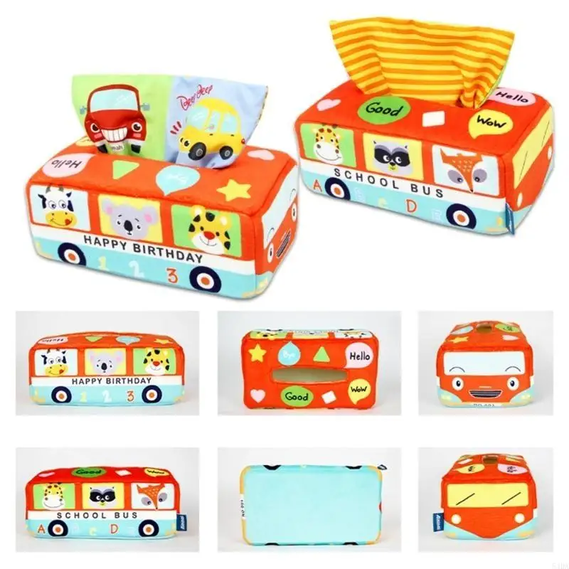 Boîte à mouchoirs sensorielle 54DA, jouet pour bébé en bas âge, foulards colorés, jouet éducatif d'apprentissage préscolaire