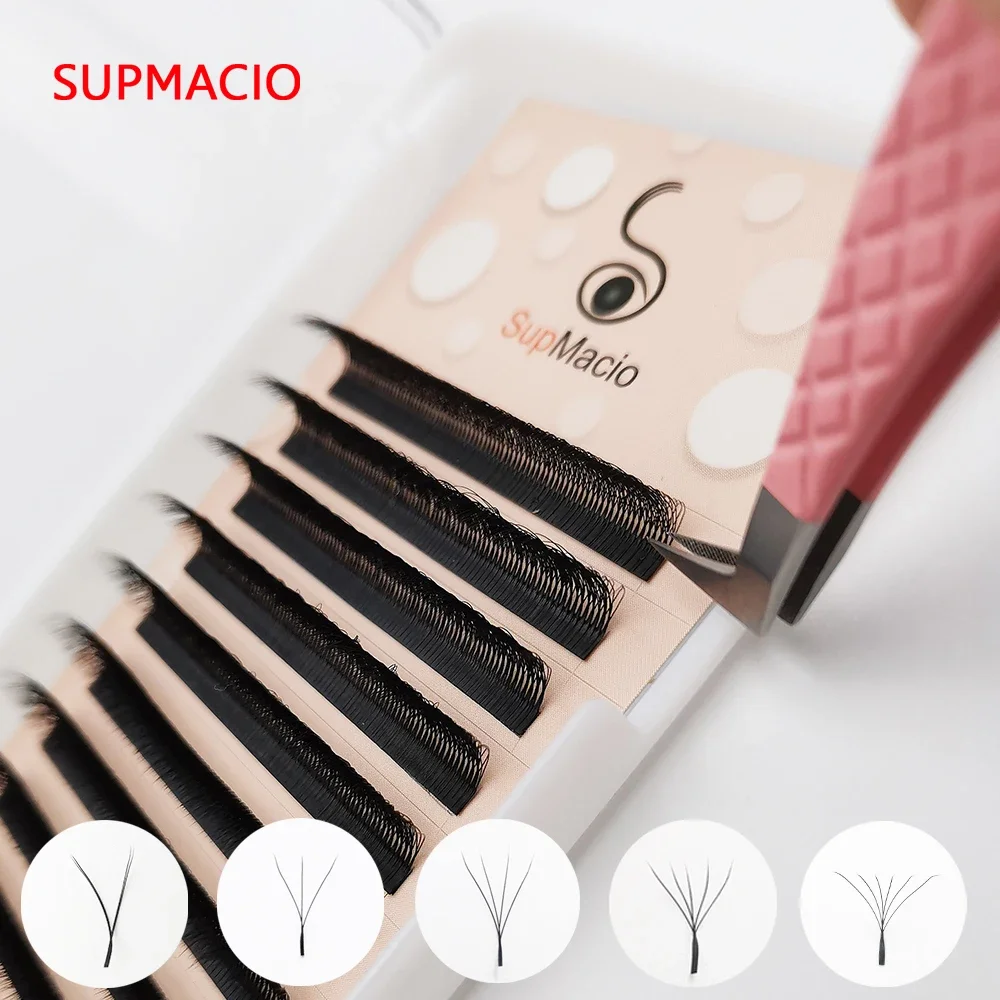 Supmacio W 5D/4D/3D 2D Eyelashes Extensions Premade Volume Easy Fan YY Lash Natural Soft False Eyelash For Custom Logo