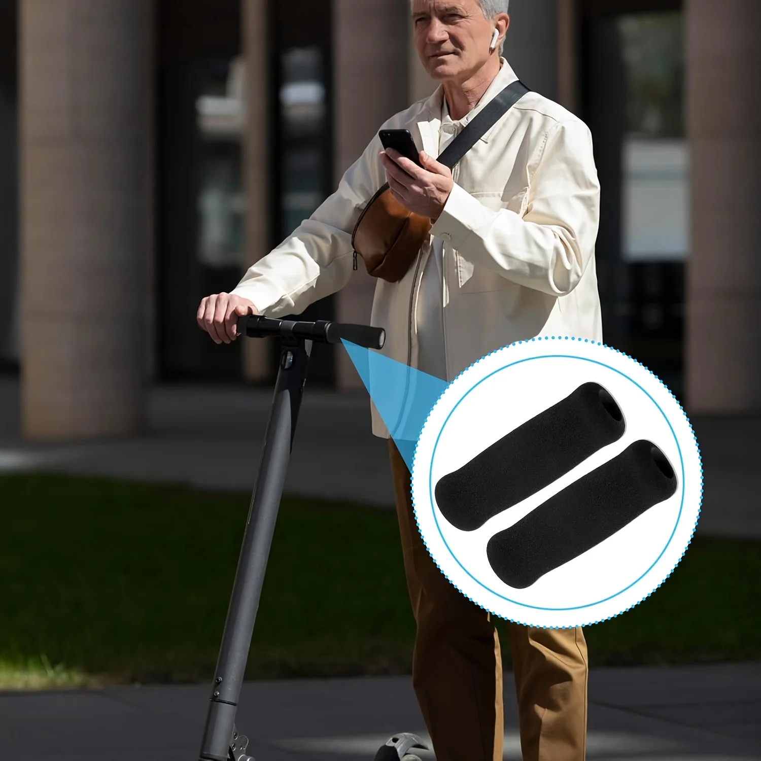 1/2pcs Frosted Sponge Cane Handle Cover Non Slip EVA Foam Grip Walking Stick Elderly Hiking Fitness Equipment Stroller Accessory
