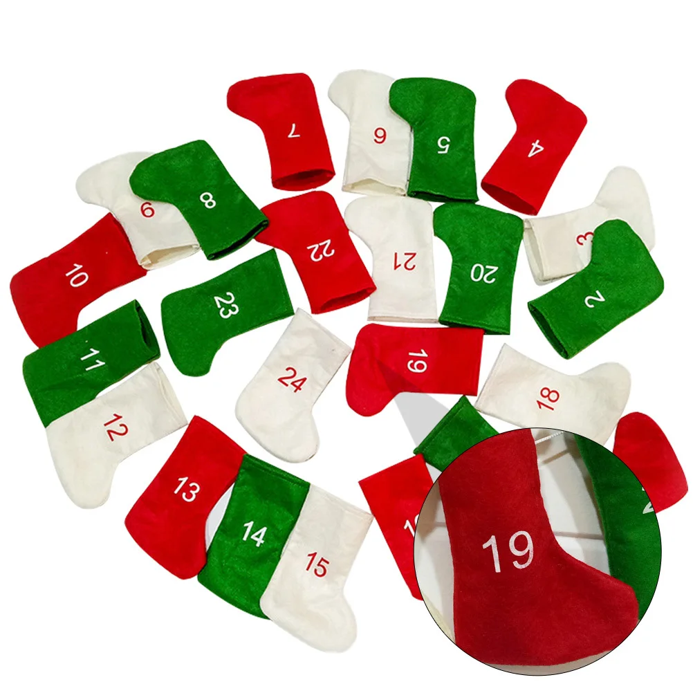 

24 Pcs Christmas Socks Decoration Advent Calendar for Countdown Stockings