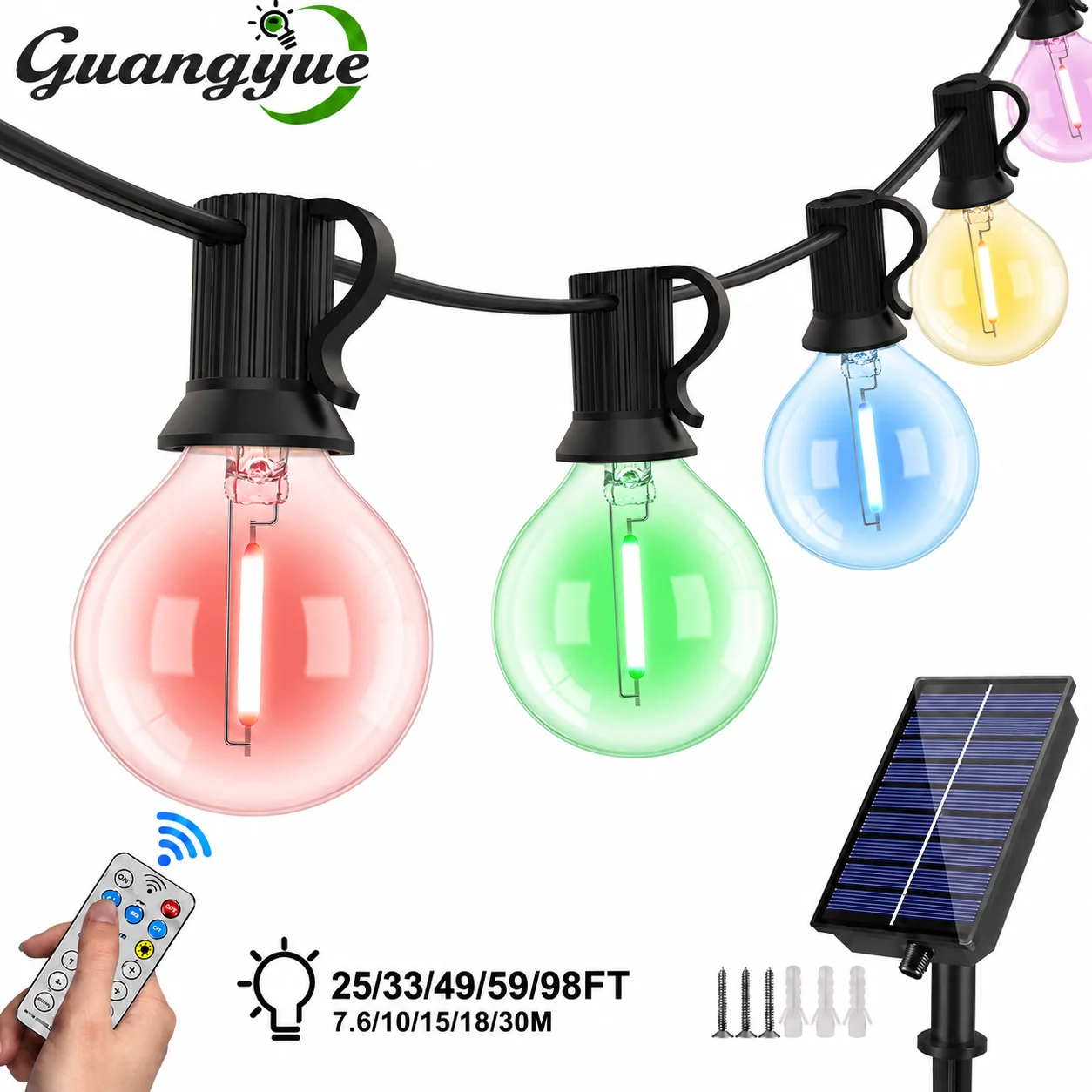 Christmas G40 Colored Plastic LED Outdoor Solar String Light Garland Waterproof 24V Globe Hanging Light for Garden Patio Cafe