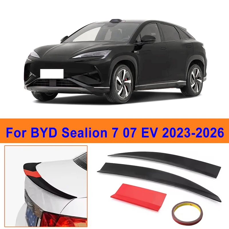 For BYD Sealion 7 07 EV 2023-2026 3-Section ABS Rear Trunk Spoiler 115-125cm Adjustable Sports Decor Top Wing Car Exterior Parts