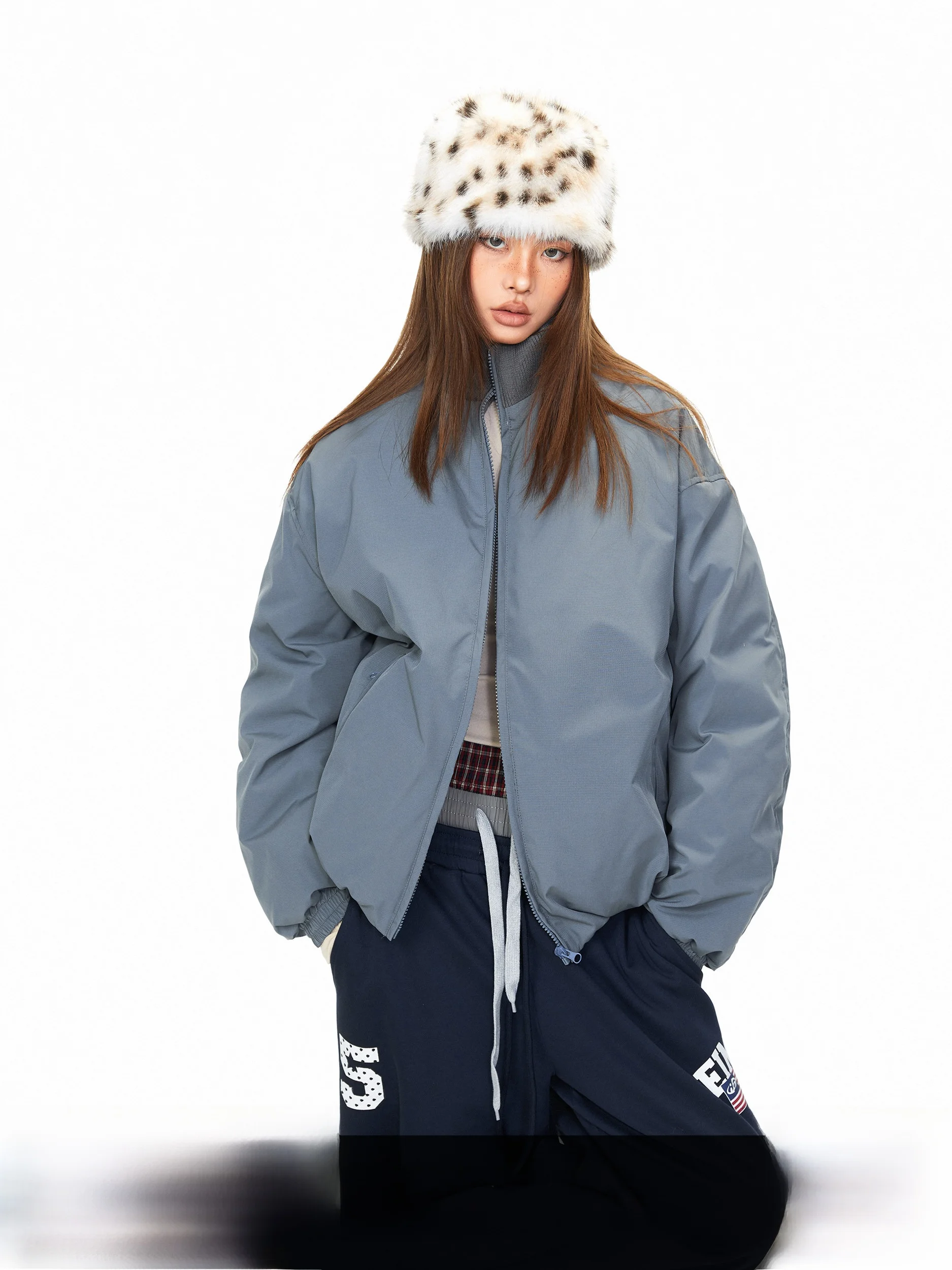 

Blabb mat 90 White Du down Workwear Stand Collar Banana Sve down Jaet Women's Autumn Winter Loose Outerwear