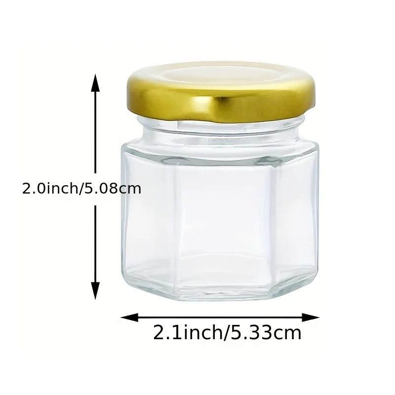 1.5oz ,10pcs Little Glass Honey Jar - Glass Honey Jars with Gold Lids for daughter Shower