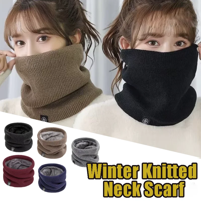 Winter Knitted Neck Scarf Warm Unisex Plush Full Mask Cashmere Neck Scarves Thick Apparel Accessorie Solid Color Scarf Outdoor