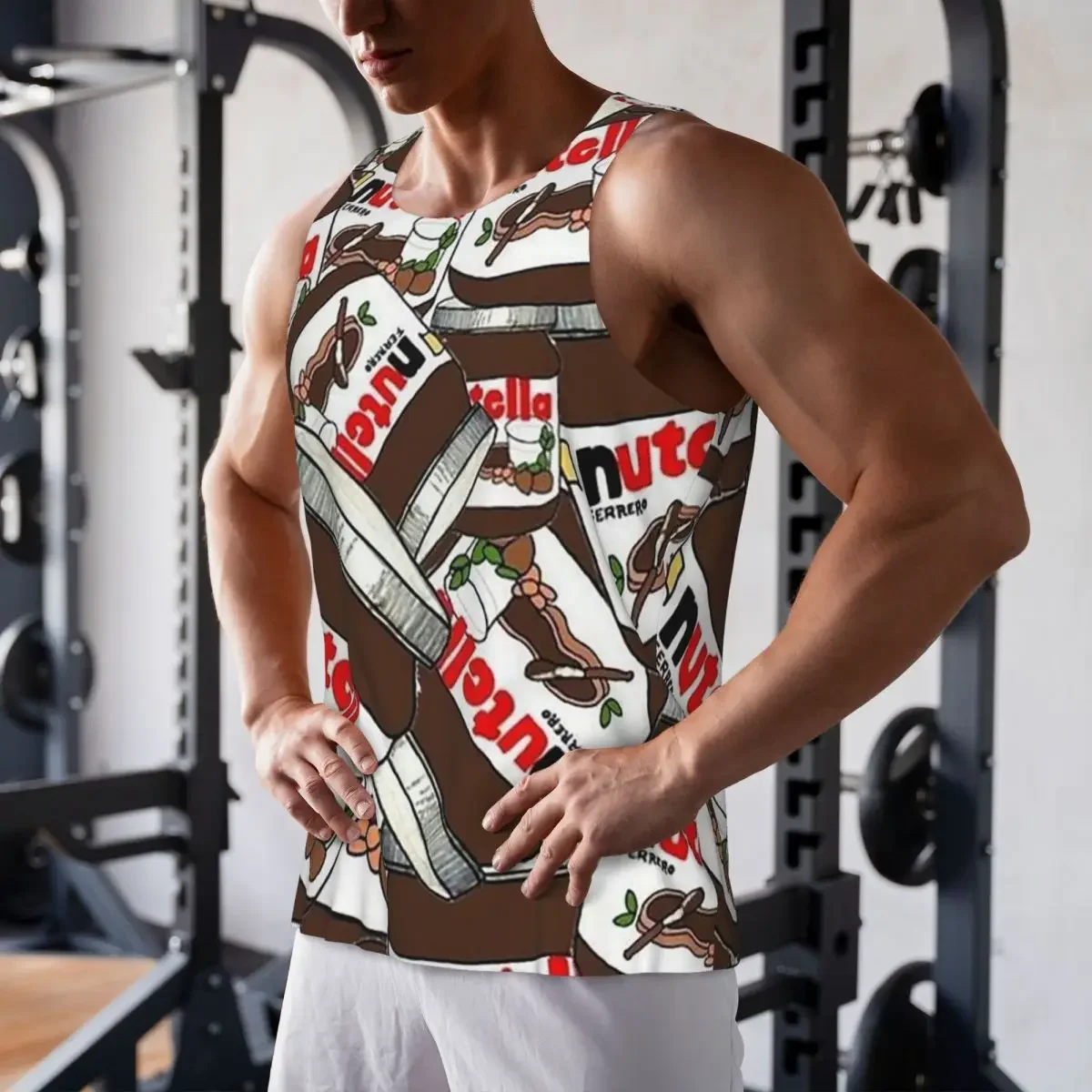 Quick Dry Jar Of Nutella Chocolate Gym Tank Muscle Sleeveless Shirt Bodybuilding Breathable Vest