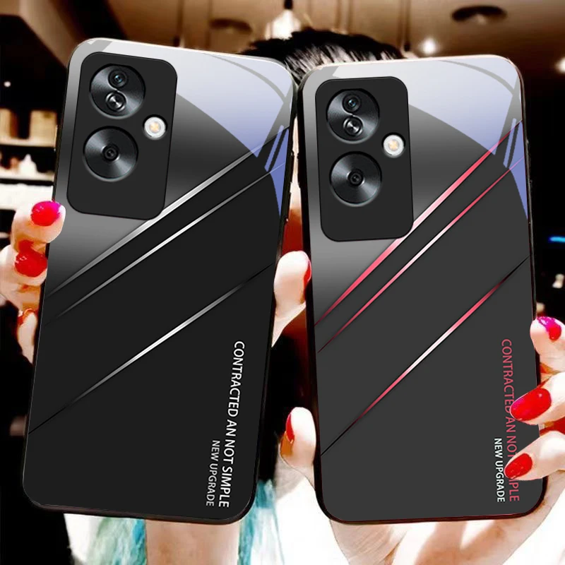 Gradient Crack Red For Oppo A79 5G 58 78 74 60 4G Reno 11F Realme GT 6 11 Note 50 10 C55 X2 Tempered glass black phone case