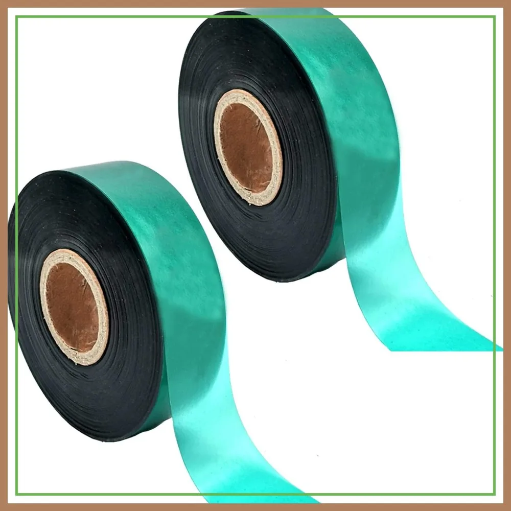 

2 Rolls Stretch Tie Tape for Plants, 1" x 150ft, Thick Green Vinyl, Indoor Outdoor Garden Use