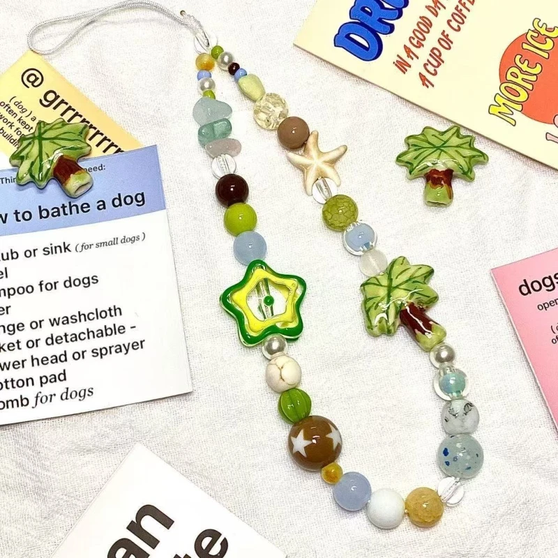 

Summer Coconut Tree Ccd Camera Lanyard Mobile Phone Case Chain Lucky Koi Hand Rope Polaroid Anti-lost Pendant