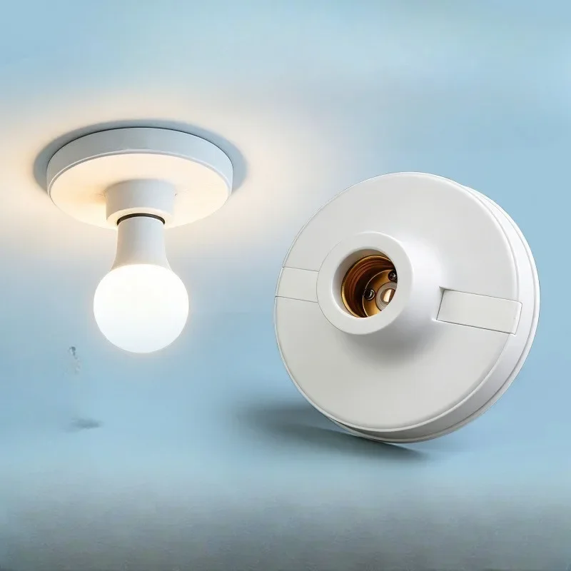 E27 Screw Lamp Holder, Surface Mount LED Bulb Socket Spiral Base Replacement Household Energy Saving Lamp Holder for Indoor