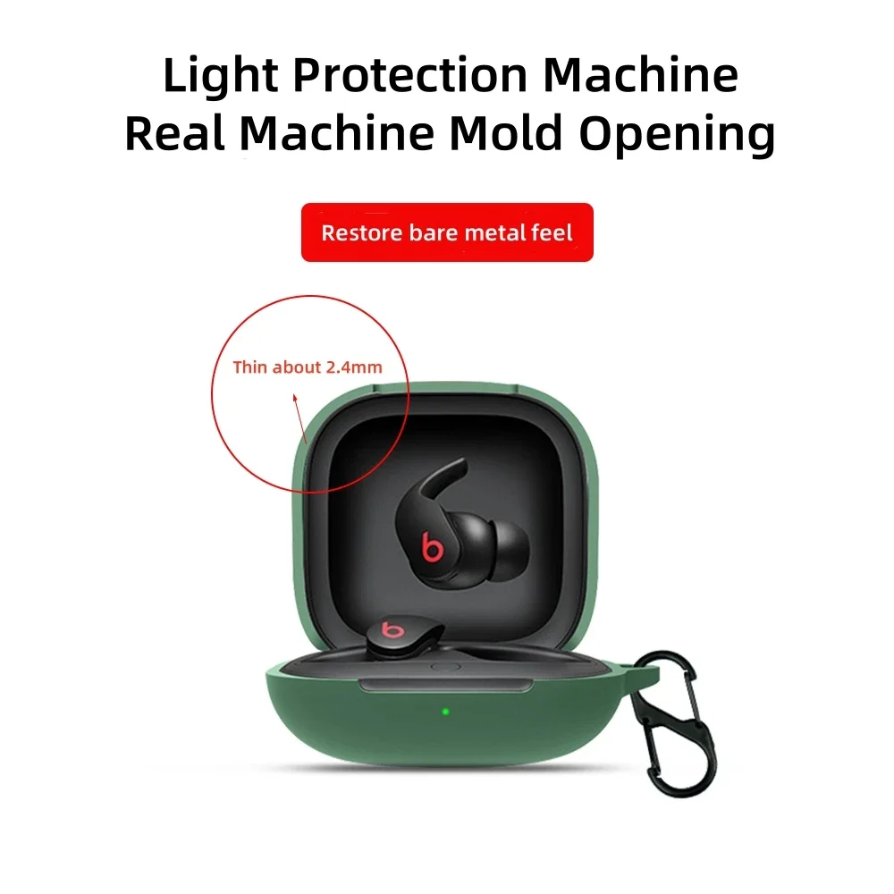 Beats Fit Pro用の保護ケース,保護スリーブ,シリカゲル,落下防止,フック付き安全保護