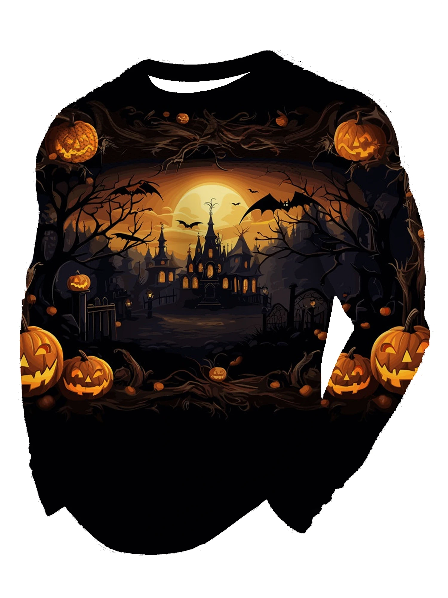 3D Printed Halloween Theme Long Sleeve T-shirt Men's Fashion Tops Mens Casual Clothing Party Sweatshirt Street Pullover