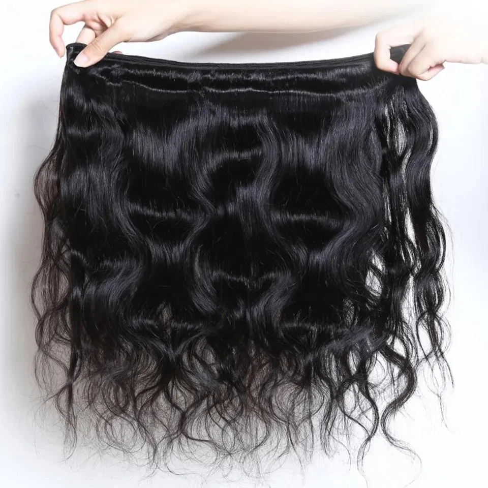 Raw Indian Hair Bundles Human Hair With Closure Unprocessed 10A Natural Black Body Wave Bundles Virgin Hair Extensions For Women