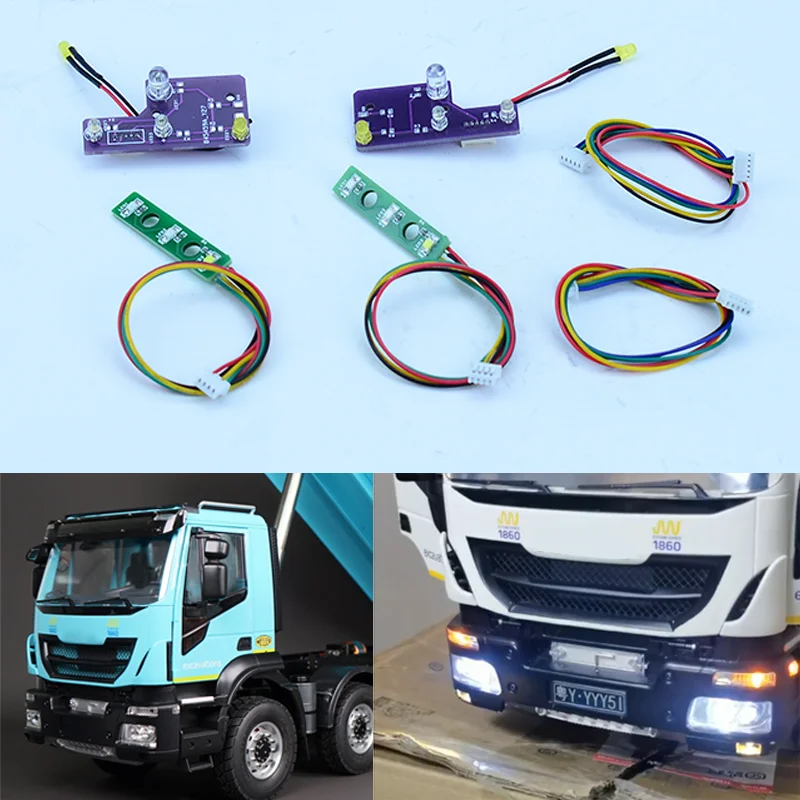 Front/rear LED Lighting System Headlight Taillight Upgrade for 1/14 Tamiya RC Dump Truck Tipper Trailer Iveco Car Accessories