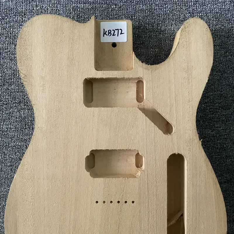 kB272 Natural Color Solid Wood Unfinished Tele Guitar Body String Through with 2 Humbucker Pickups TL Guitar Replace and DIY