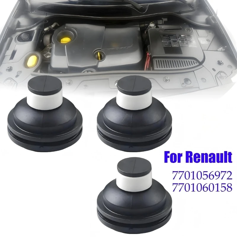 Bundle Of 3 Shockproof Rubber Hood Latches Replaces 7701056972 for Automotive