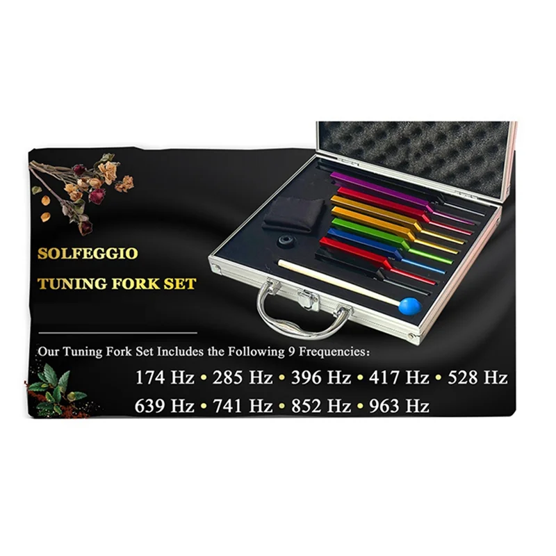 

AS98-1Set 9 Tuning Forks For Healing, Sound Healing Body Retention With Aluminum Gift Box Chakra Tuning Fork Set
