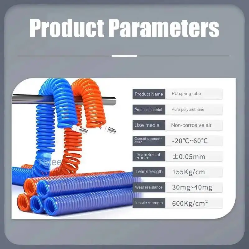 PU Spring Pipe Air Compressor Gas Line Pneumatic High Pressure Telescopic Spiral Hose With Joint 6mm 8mm 10mm 12mm