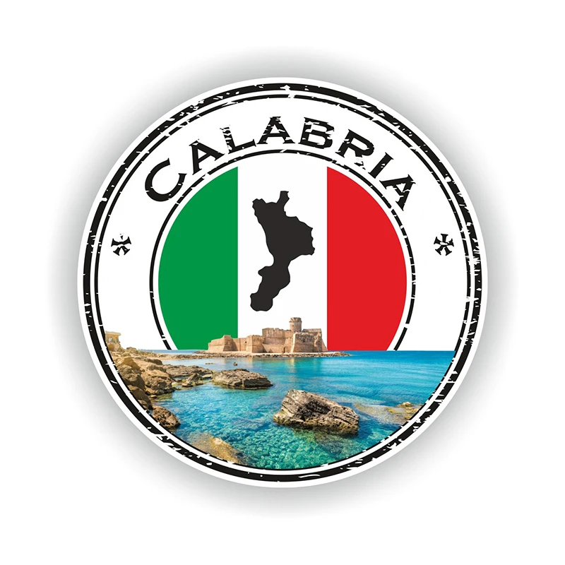 CK21130# 10x10cm Calabria Italy Seal Sticker Round Flag for Laptop Book Fridge Guitar Motorcycle Helmet ToolBox Door PC Boat