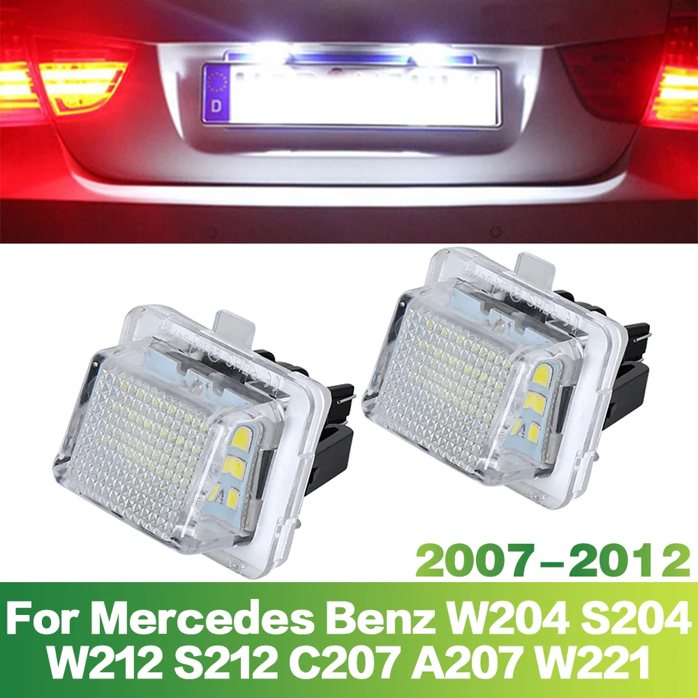 2 Pcs 12V LED License Plate Lights For Mercedes Benz C-Class W204 E-Class W212 S-Class W221 2007-2012 Auto Accessories