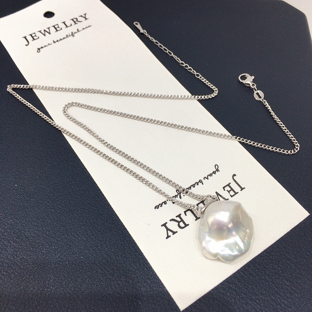 

Exquisite Fish Tail Large Baroque Natural Freshwater Pearl Pendant Cuban Necklace Pearl Jewelry