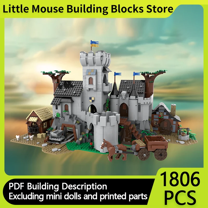 

Средневековый замок, модель MOC, строительные кирпичи, замок из каменного кирпича и стабильные модульные технологии, подарки, праздничные сборные детские игрушки