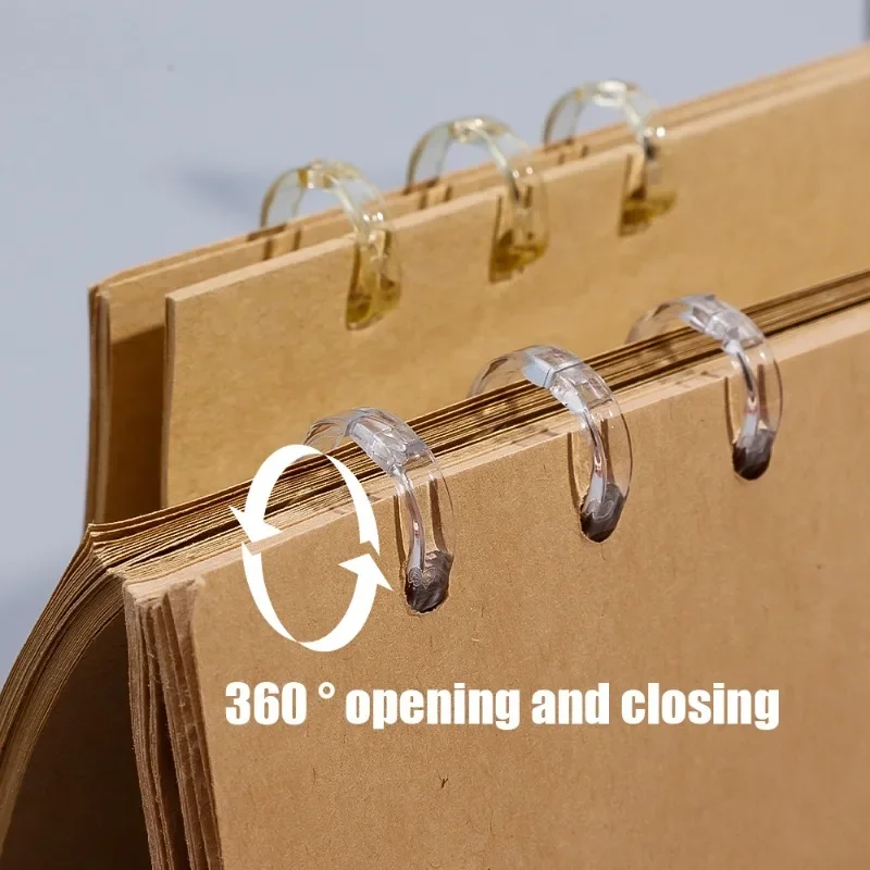 3 Ring Plastic Loose Leaf Binder Rings Crystal Binding Spines Snap Split Binding Comb for Scrapbook Photo Album DIY Travel Diary