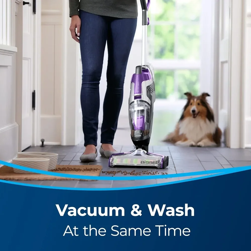 All in One Wet Dry Vacuum Cleaner and Mop for Hard Floors and Area Rugs, TWO-TANK TECHNOLOGY, MULTI-SURFACE CLEANING, Purple,