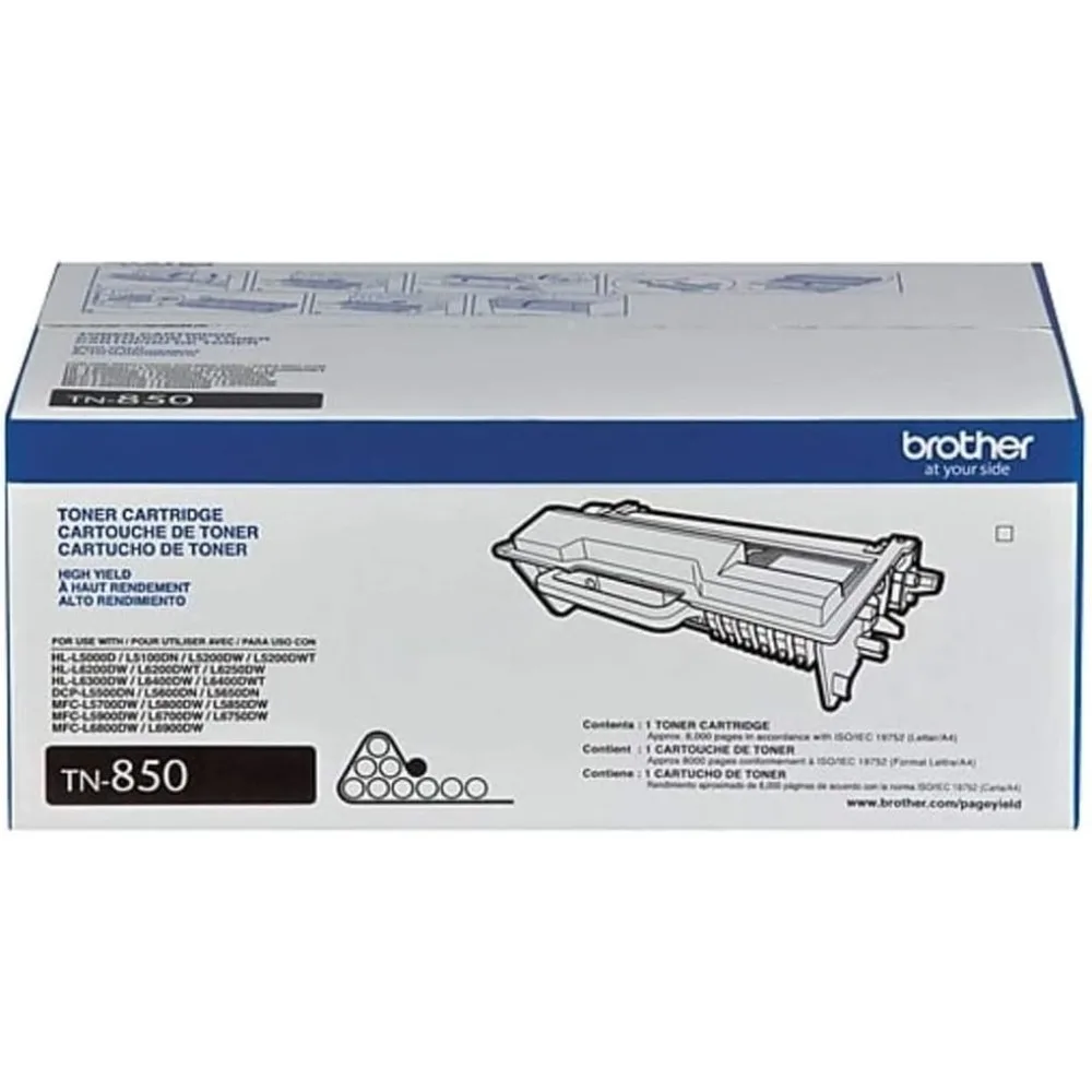 Genuine TN850 3-Pack High Yield Black Toner Cartridge with Approximately 8,000 Page Yield/Cartridge