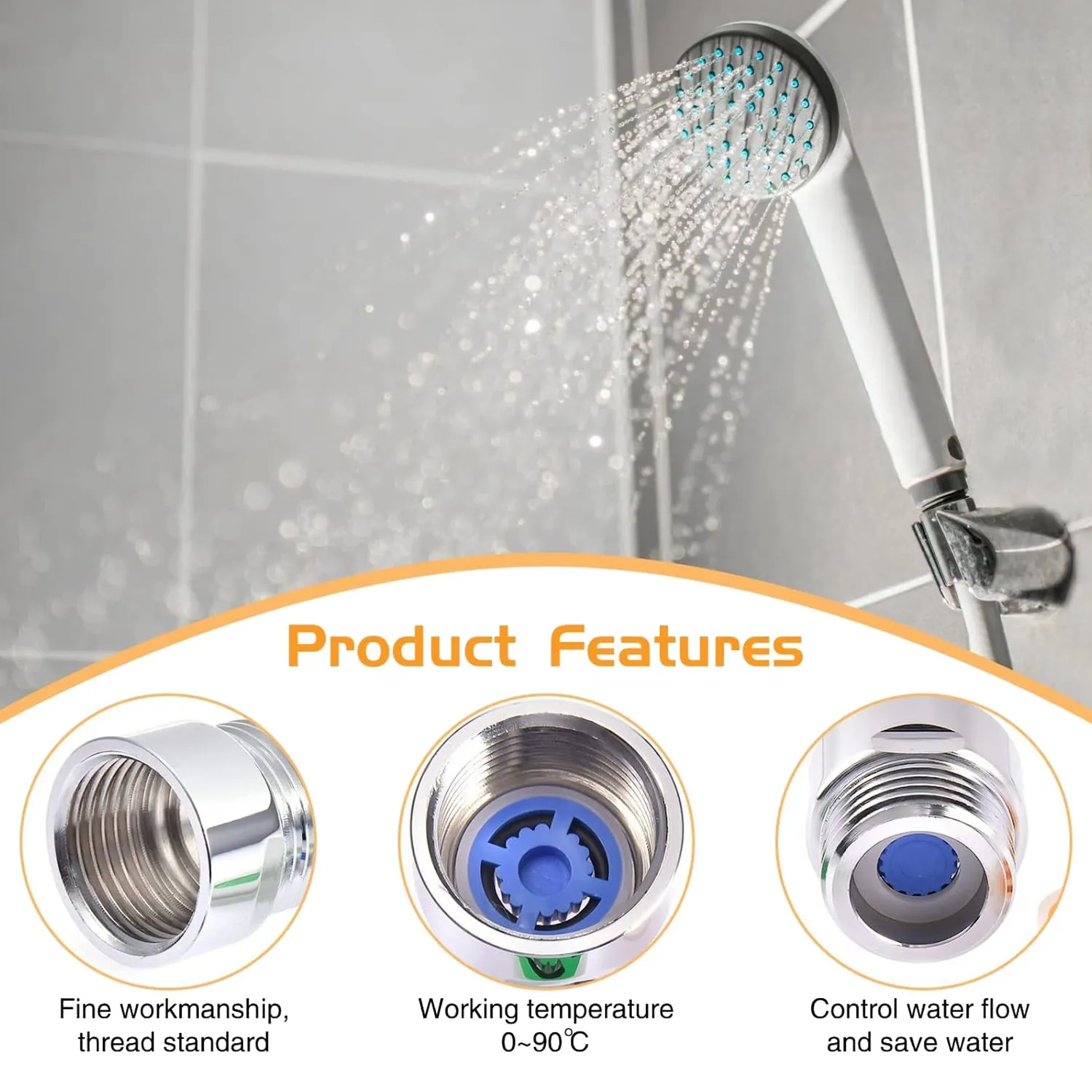 KSOL Set of 11 Shower Shower Restrictor, Water Saving Insert, Restrictor, for Shower, Water-Saving Shower Head