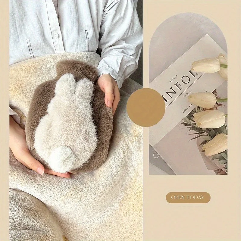 

Thickened Plush Hot Water Bottle - Explosion-Proof Cartoon Cover, Safe Cozy Home Thermal Hand Warmer for Winter