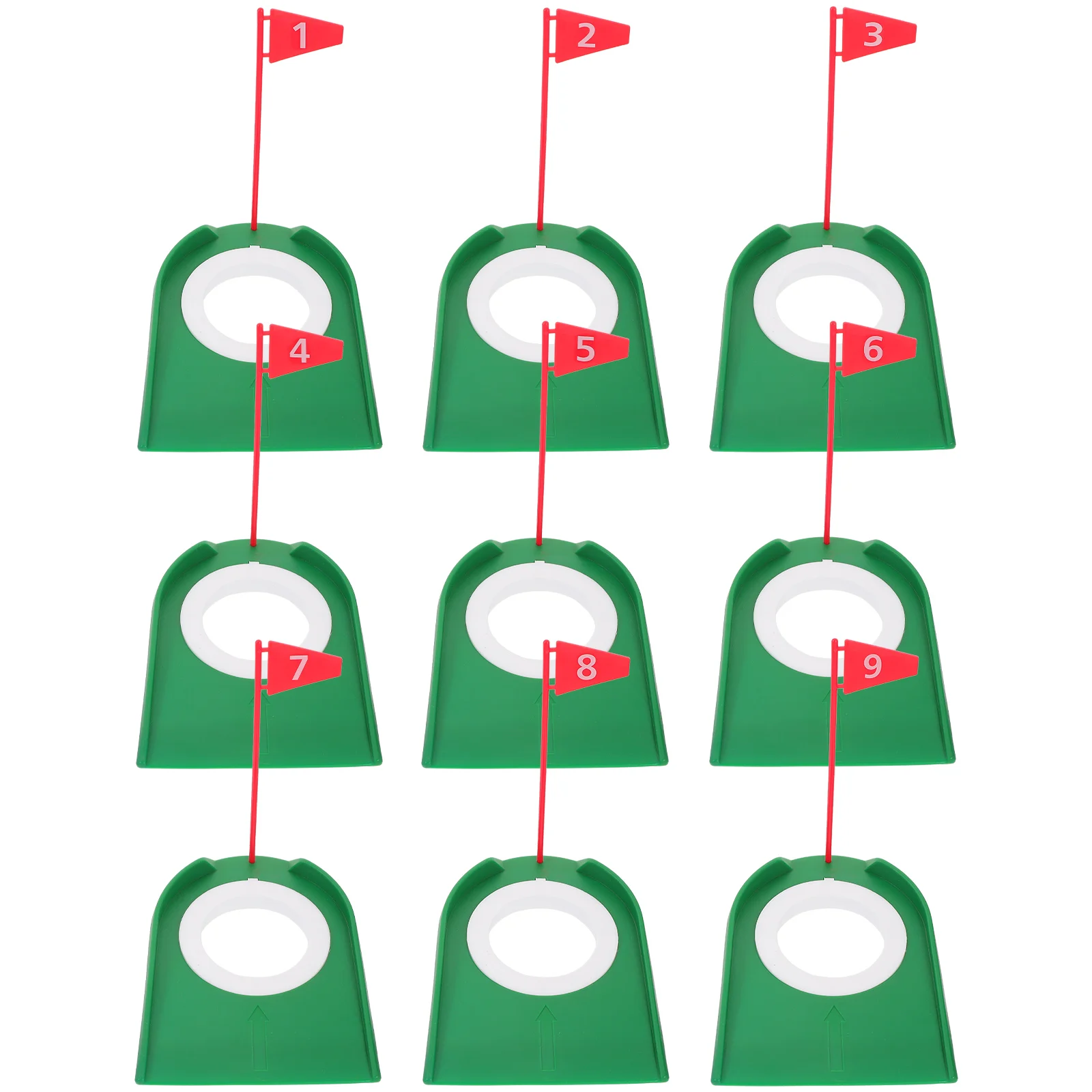 

9 Pcs Putting Cup Flag ABS Plastic Training Golf Putting Cup Aid Indoor Outdoor Toy Ball Compact Lightweight Portable
