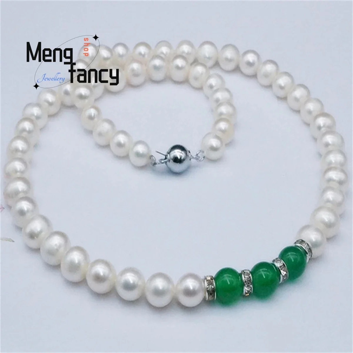 

Natural Fresh Water Pearls are Nearly Round Full Luster With Necklace Chalcedony Beads Simple Fashiona Women Luxury Fine Jewelry