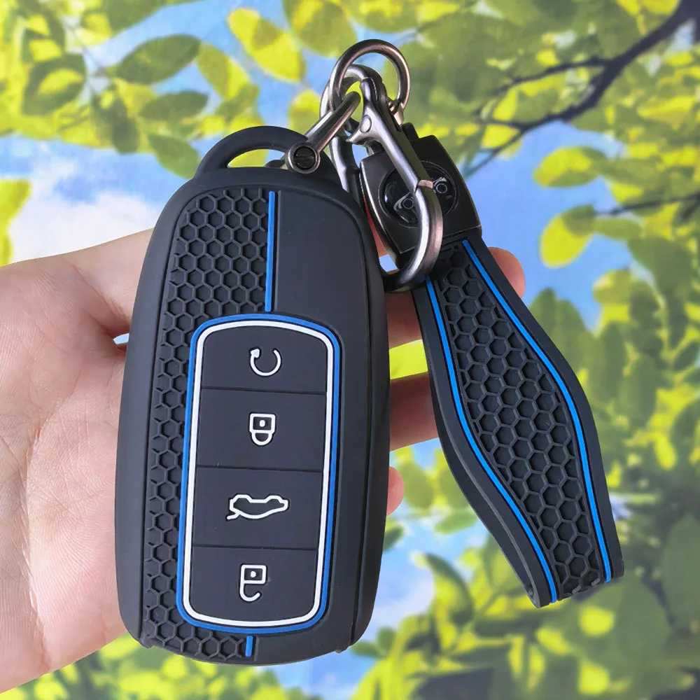 Honeycomb 3‑Button Silicone Key Cover With Keychain for Chery Tiggo 8 Pro 7 Pro 8 PLUS Arrizo 5 Car Remote Fob Protector