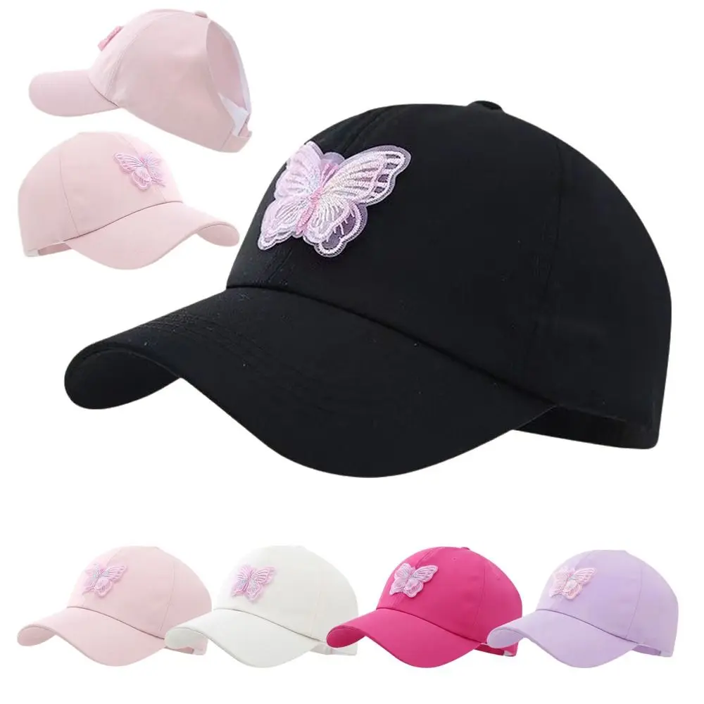 Fashion Breathable Lace Butterfly Baseball Hat Adjustable Sunscreen Visor Cap Back Opening Sun Hat For Women