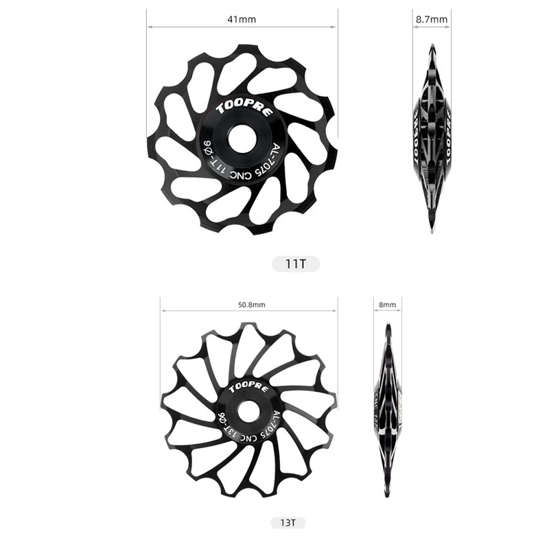 TOOPRE-rueda guía de cambio trasero para bicicleta, rodamientos Perrin de cerámica ligeros de aleación de aluminio 11T 13T para bicicleta de montaña y carretera