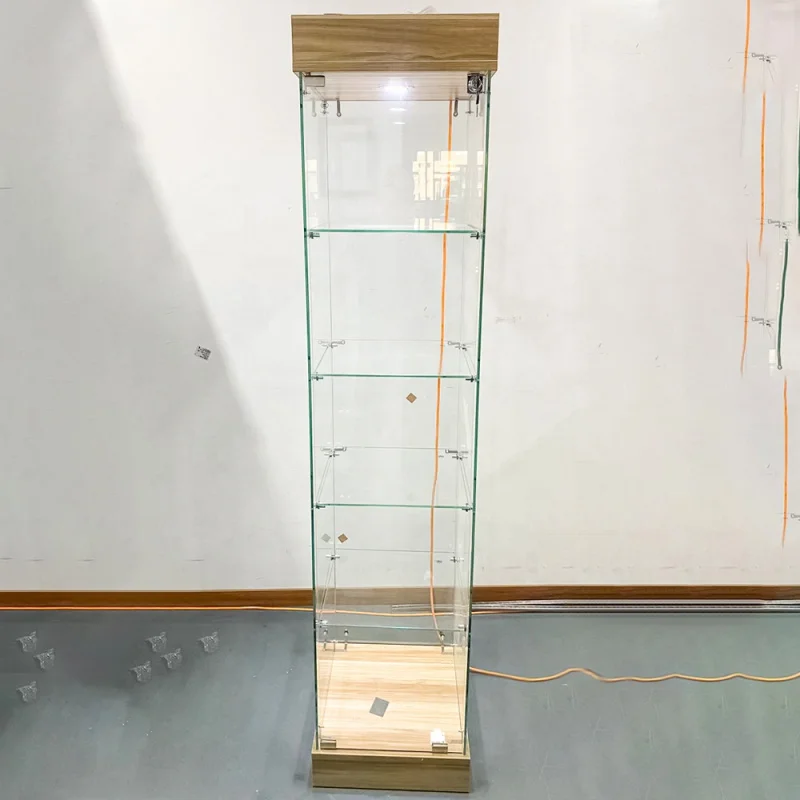 custom.keway High-End Customized Hotsale Glass Display Cabinets with top led light