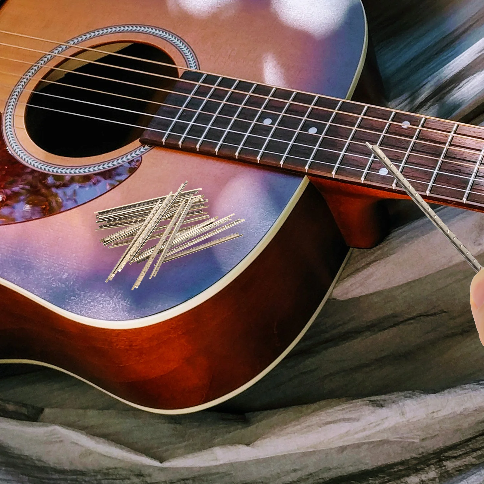 

19 Pcs White Copper Silk Guitar Supplies Fret Line Replacement Electric Wires Upgrade Parts Classical Fretboard Frets for