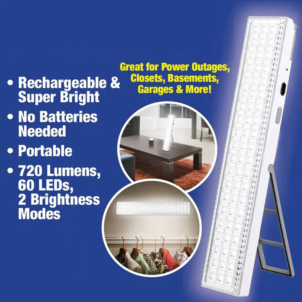 Imagem -02 - Luz de Emergência Portátil Wall-mounted Recarregável Lanterna Automática Led Trabalho Luz da Bateria Lâmpada para Casa