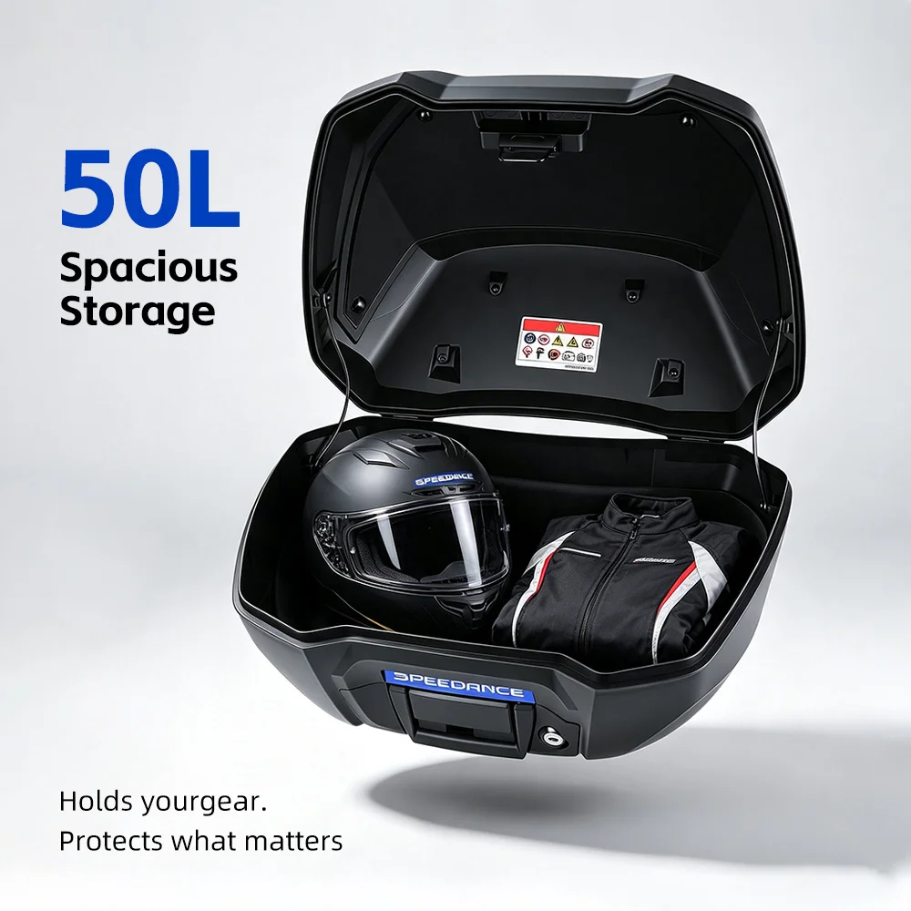 50L Large Volume Motorbike Storage Box For Honda XL750, Quick Release Rear Top Case, Lock & Unlock With Original Bike Key - view 2