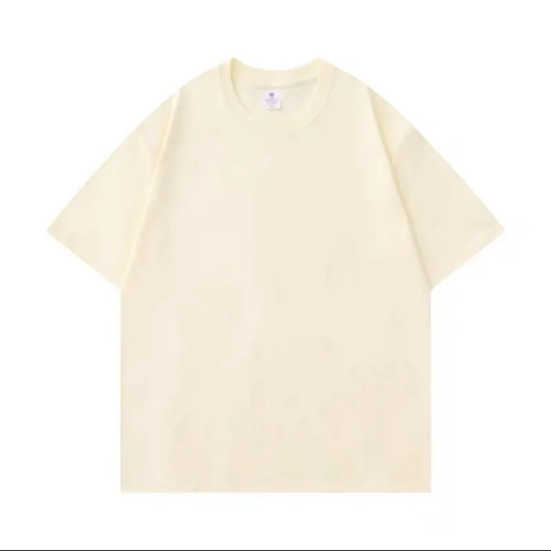 320G Heavy-duty Short-sleeved T-shirt Menloose Pure Cotton Base Layer High-end Small Neckline Solid Color T-shirt Both Men Women