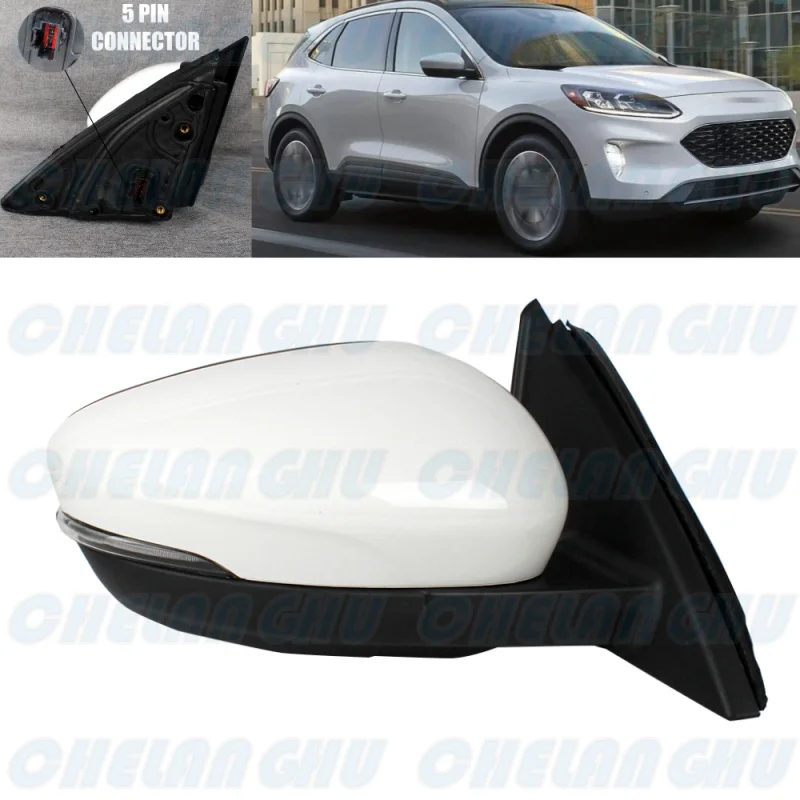 

Right Side 5 Pins White Painted Power Adjust Turn Lamp Reversing Mirror Assembly For Ford Escape 2020 2021 2022 2023