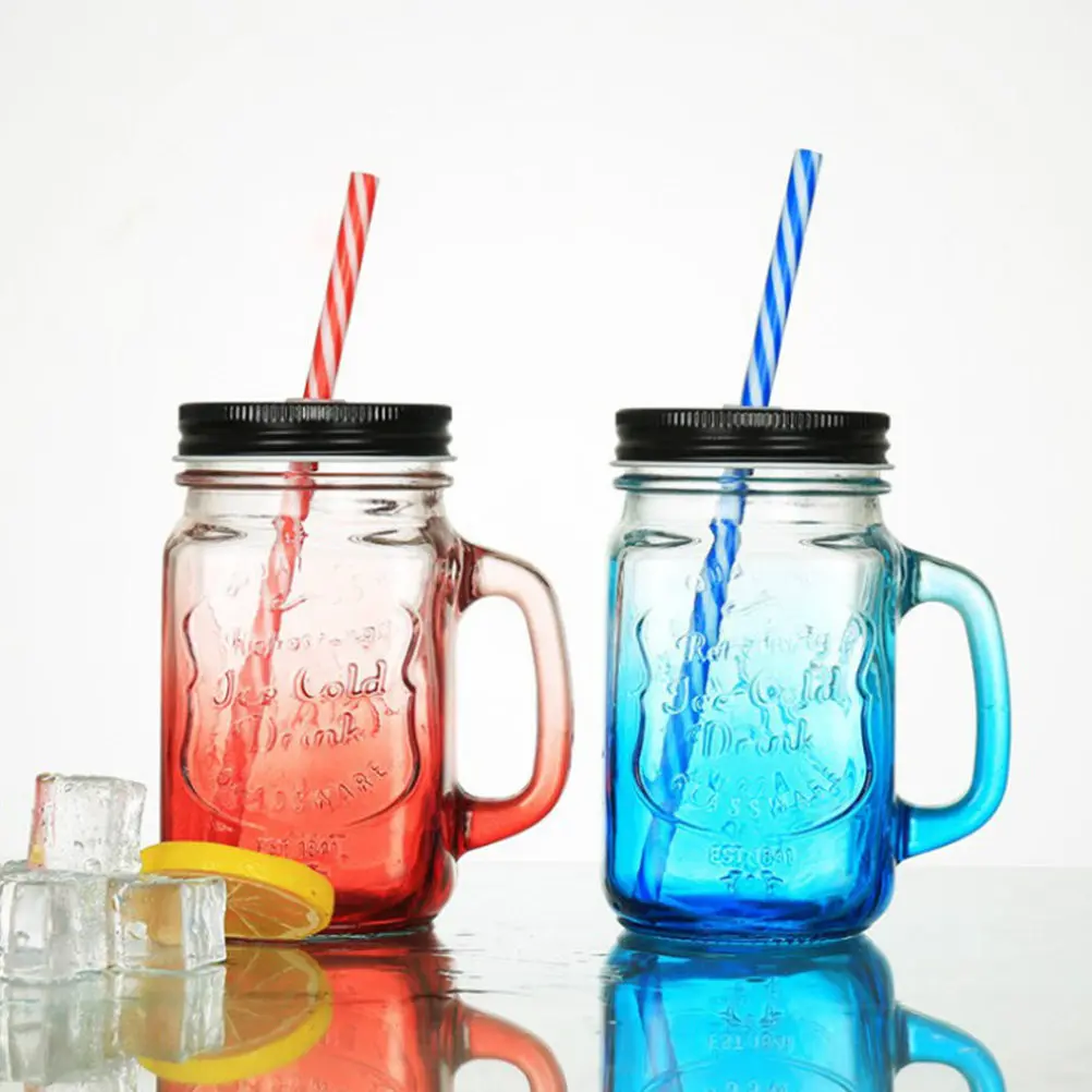 4pcs Glass Straw Cups with Stainless Steel Straws – Eco-Friendly Reusable Drinkware for Water, Juice, Smoothies