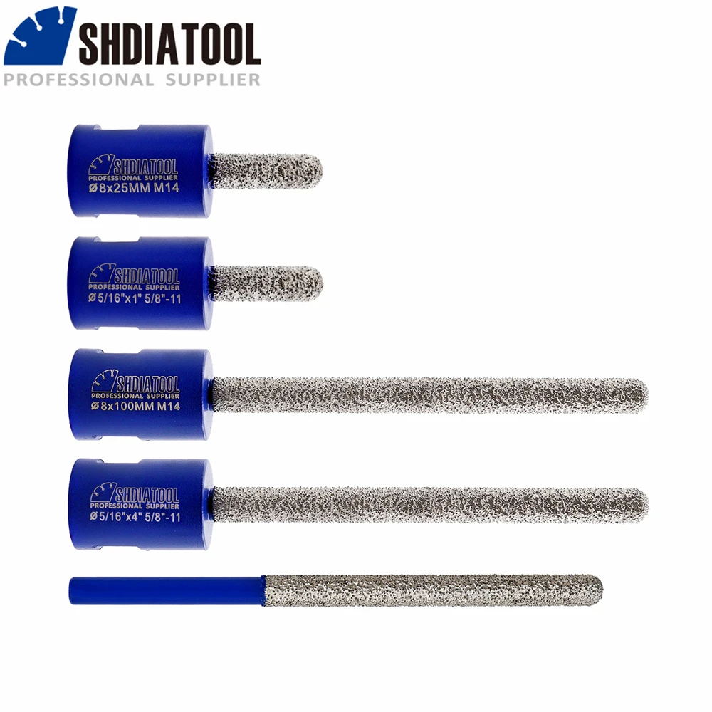 

SHDIATOOL 2pcs Diamond Vacuum Brazed Dia8mm Mortar Raking Bits Coarse M14 58 Round Brick Artificial Stone Masonry Removal Grind