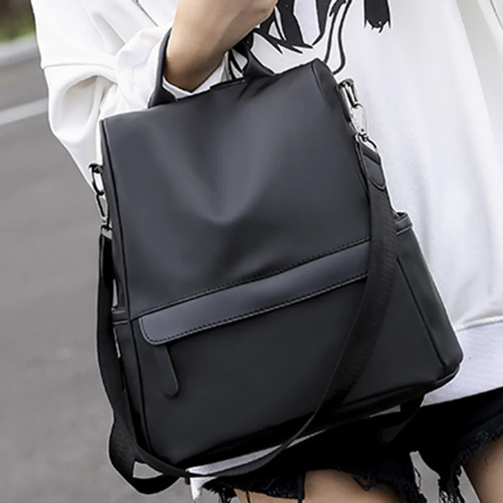 حقيبة سفر للطلاب ذات سعة كبيرة من أكسفورد مقاومة للسرقة للنساء في الحرم الجامعي للاستخدام اليومي حقيبة ظهر للسفر في الحرم الجامعي باللون الأسود