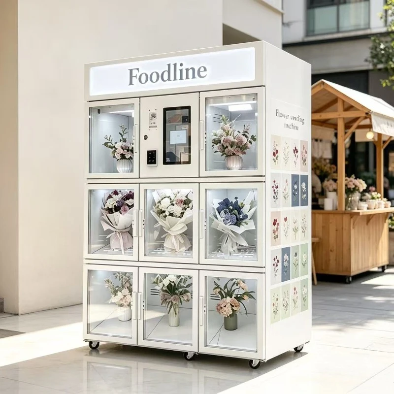 FL Customized 8 Compartment 24 Hour Unmanned Automatic Flower Vending Machine with Extra Long Moisture Retention Operation