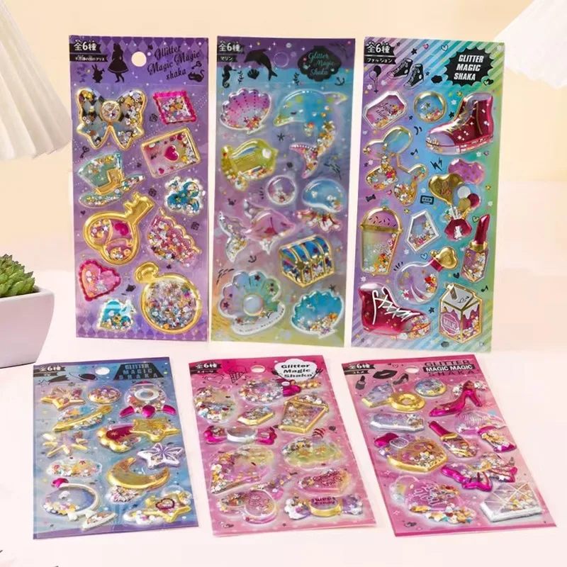 

CJG Kids Shiny Foil Stickers 3D Laser Glittering Label School Office Supplies Flash Cards Stick And Shake Sticker Sheet